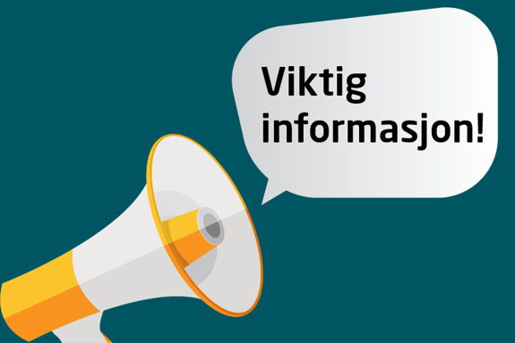En megafon med snakkeboble på farget bakgrunn. Fra megafonen er det en snakkeboble med teksten "Viktig informasjon!". Illustrasjon: Mostphotos.