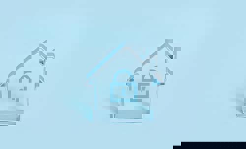 Illustrasjon av et hus med en hengelås inni.