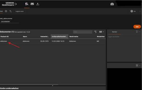 Skjermbilde som viser hvordan dokumentoversikten i bildeløsningen ser ut.